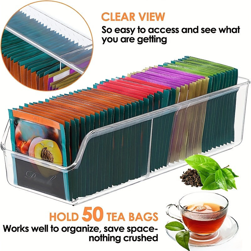 Coffee Tea Sugar Set - Boîte de rangement transparente pour sachets