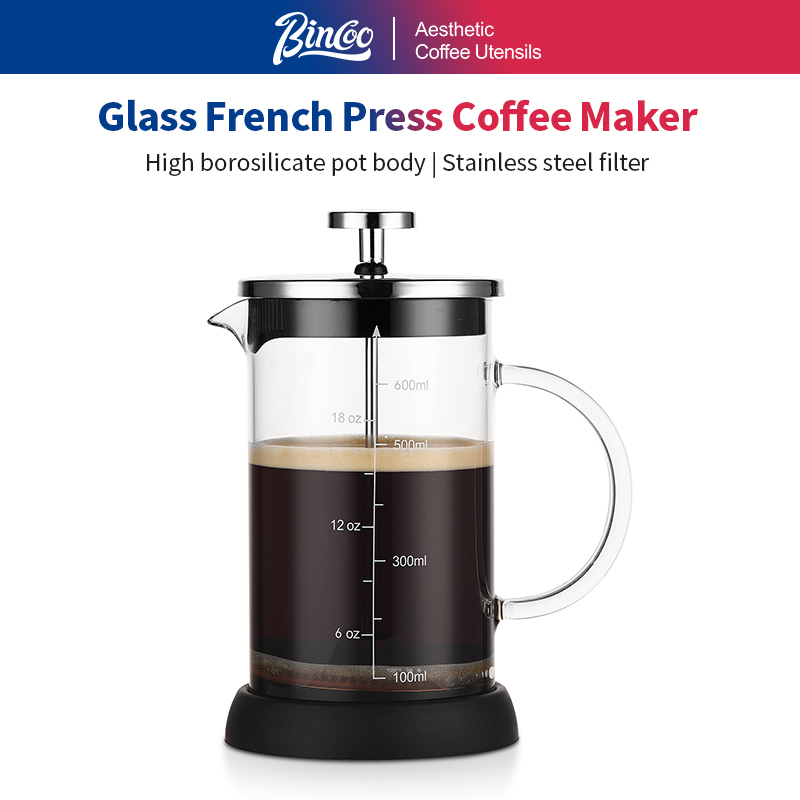French Press Glass - Bincoo Cafetière à Piston 350/600ml avec