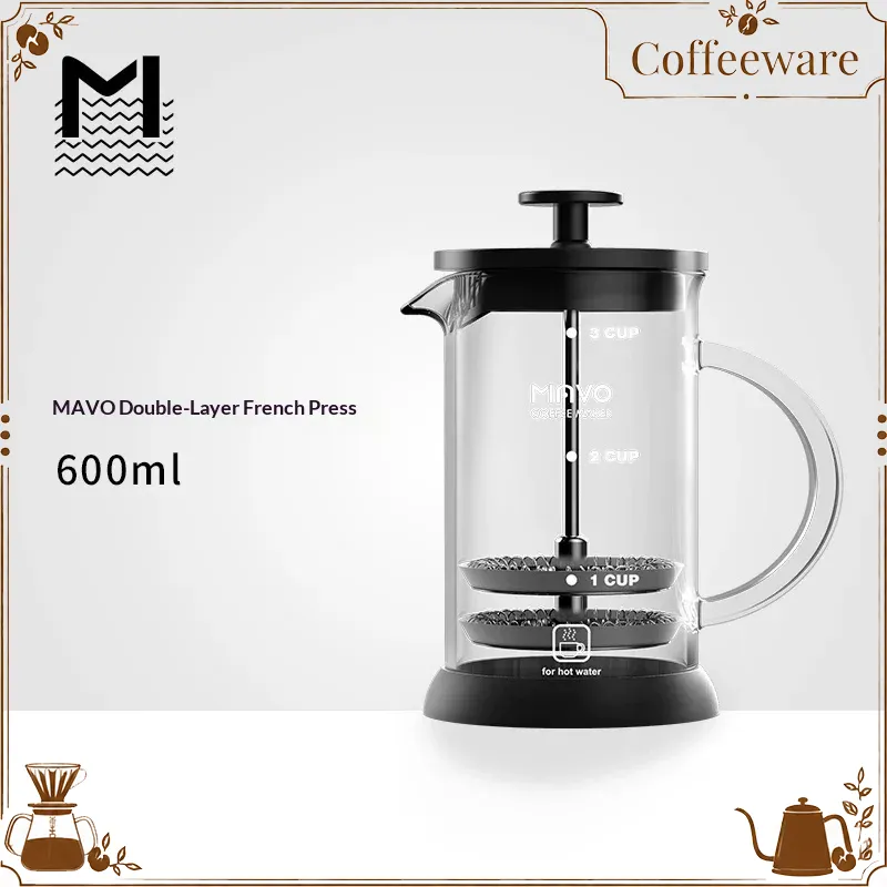 French Press Glass - Cafetière à piston MAVO avec double