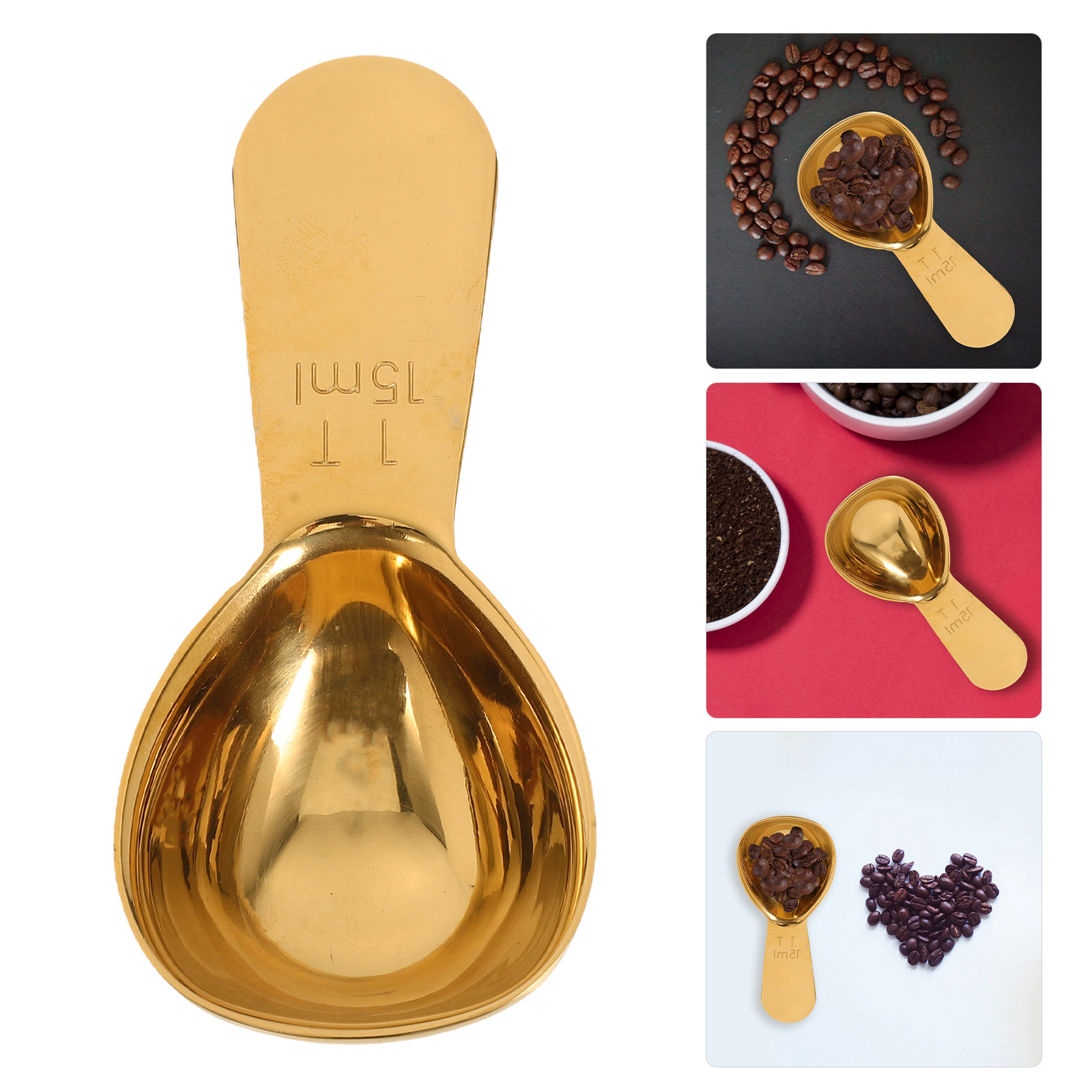 Coffee Tea Bean Leaf - Cuillère à mesurer en acier inoxydable