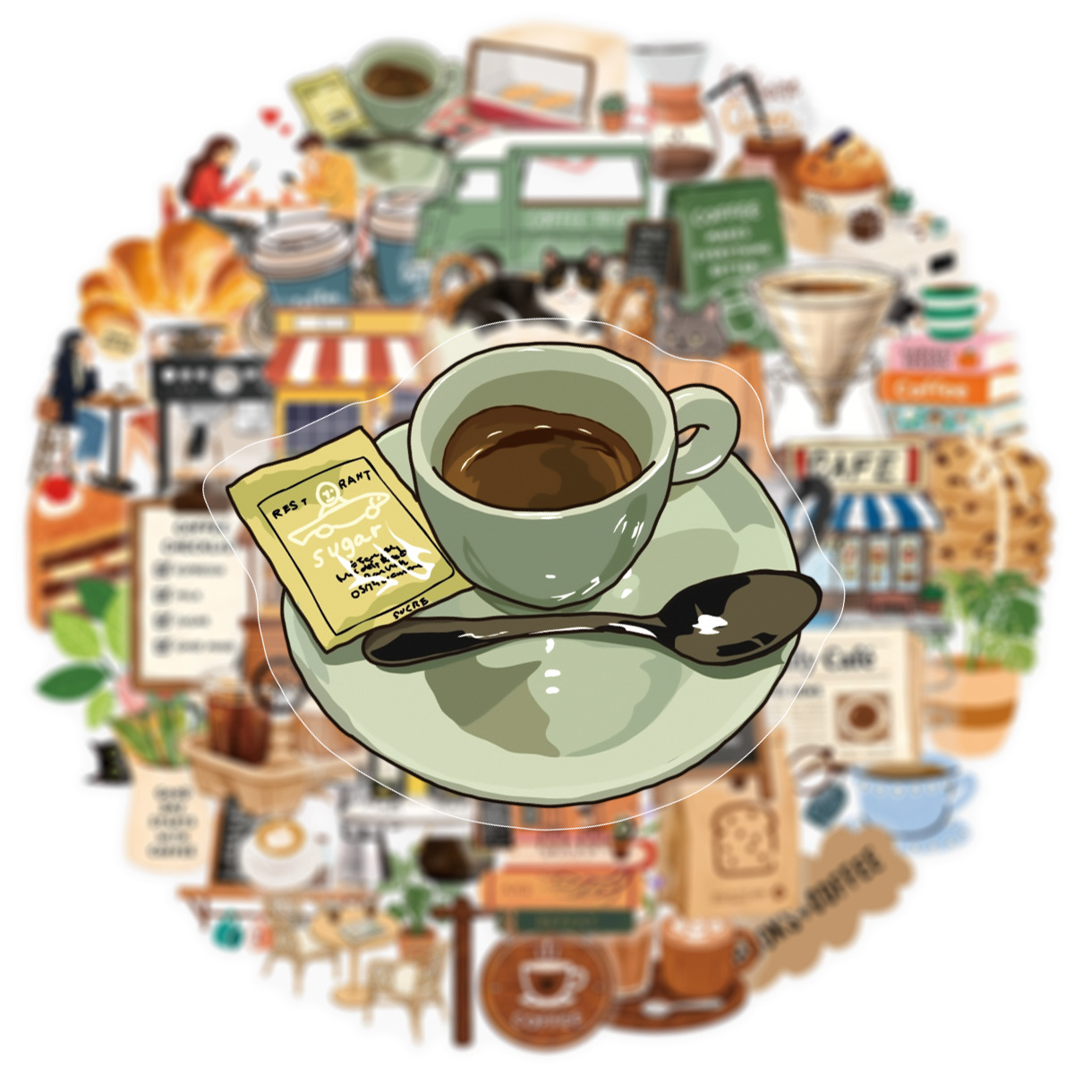 Lot de 50 autocollants transpa - Coffee Tea Journal avis et prix
